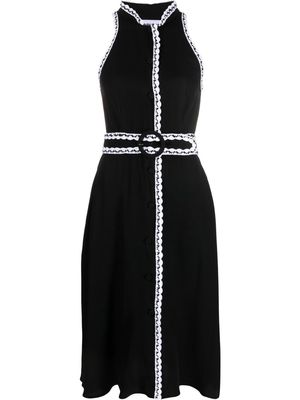 Moschino contrast-stitch belted midi dress - Black