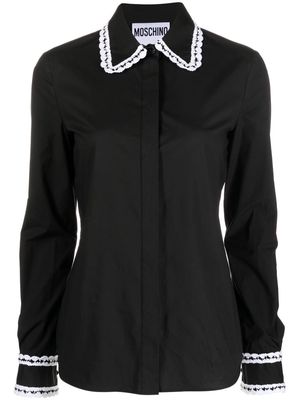 Moschino contrast-stitch long-sleeve shirt - Black