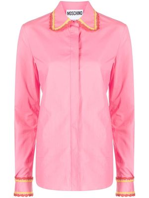 Moschino contrast-stitch long-sleeve shirt - Pink
