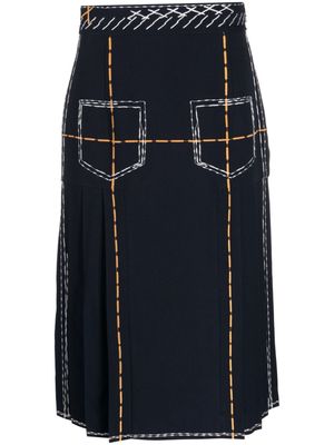 Moschino contrast-stitching high-rise midi skirt - Blue