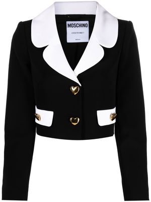 Moschino contrasting-collar cropped blazer - Black