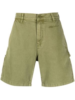 Moschino cotton-logo embroidered denim shorts - Green