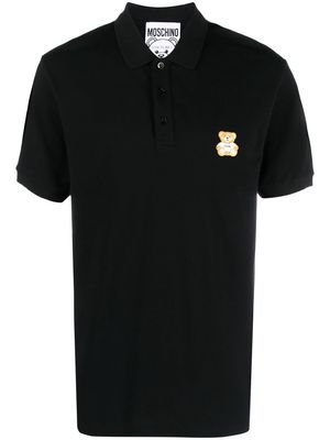 Moschino cotton logo-patch polo-shirt - Black