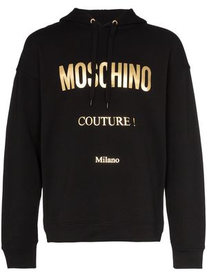 Moschino couture logo printed hoodie - Black