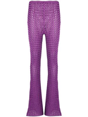 Moschino crochet-knit flared trousers - Purple