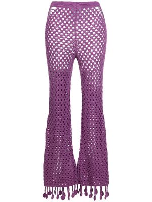 Moschino crochet tassel-trim flared trousers - Pink