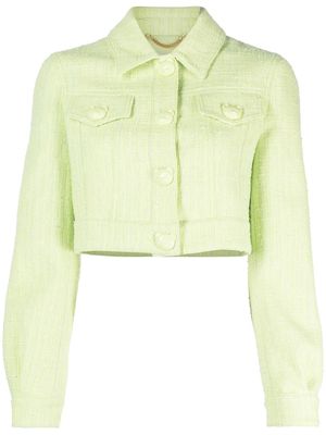 Moschino cropped denim jacket - Green