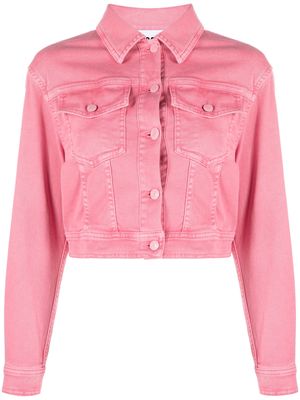 Moschino cropped denim jacket - Pink