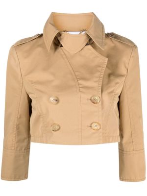 Moschino cropped double-breasted jacket - Neutrals