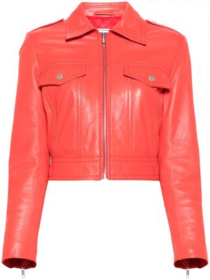 Moschino cropped leather biker jacket - Red
