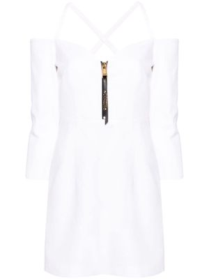 Moschino crossover-strap zipper-detailed dress - White