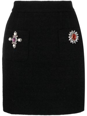 Moschino crystal-embellished bouclé skirt - Black