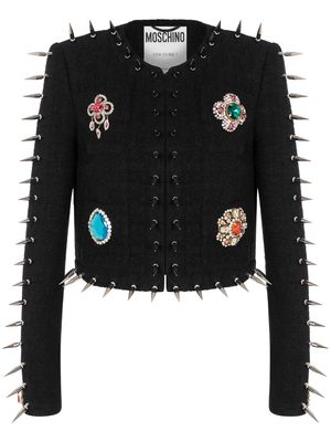 Moschino crystal-embellished cropped jacket - Black