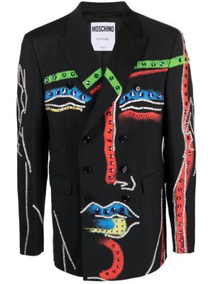 Moschino crystal-embellished double-breasted blazer - Black