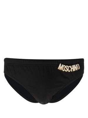 Moschino crystal-embellished logo swim trunks - Black