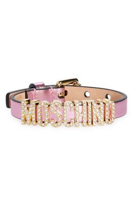 Moschino Crystal Logo Buckle Bracelet in Fantasy Print Pink
