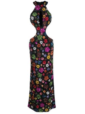 Moschino cut-out floral sequined dress - Black