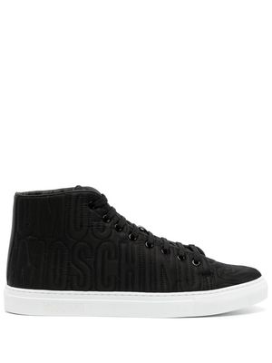 Moschino debossed-logo high-top sneakers - Black