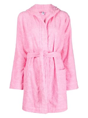 Moschino debossed Teddy-Bear cotton robe - Pink