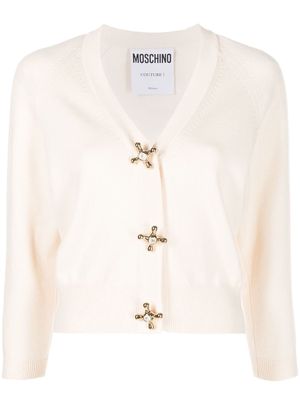 Moschino decorative-button detail cardigan - White