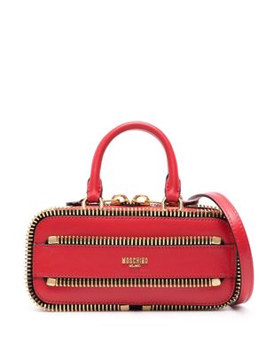 Moschino decorative-zip leather tote bag - Red