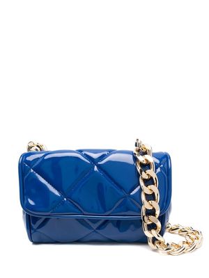 Moschino diamond-quilt patent shoulder bag - Blue