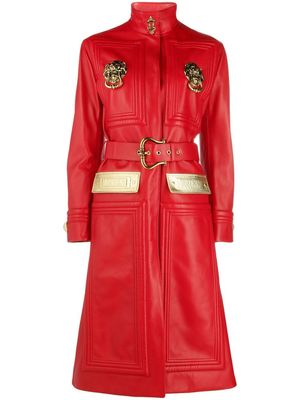 Moschino door knocker logo-pocket coat - Red