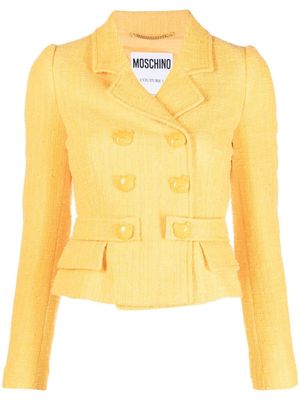 Moschino double-breasted bouclé blazer - Yellow