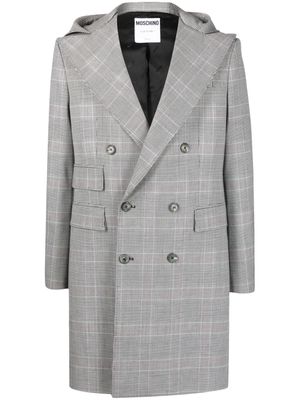 Moschino double-breasted plaid-check coat - White