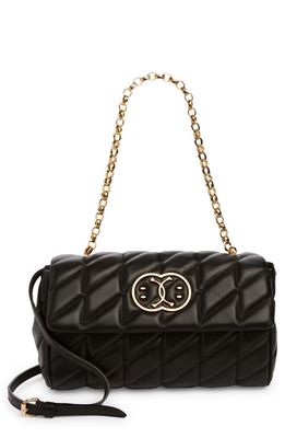 Moschino Double Smile Quilted Leather Shoulder Bag in Fantasy Print Black