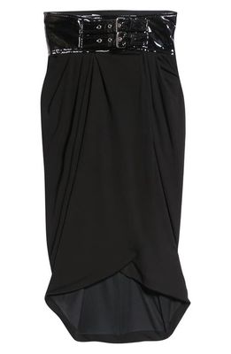 Moschino Drape Front Belted Wrap Skirt in Black