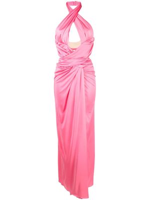 Moschino draped halterneck maxi dress - Pink