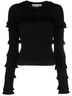 Moschino draped ribbed-knit top - Black