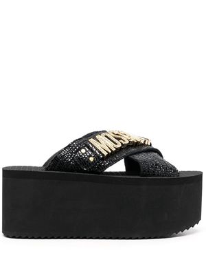 Moschino embellished-logo platform sandals - Black