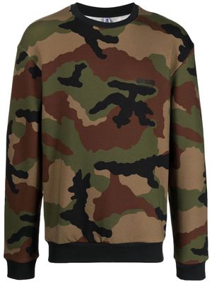 Moschino embossed-logo camouflage sweatshirt - Green