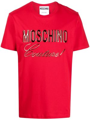 Moschino embossed logo cotton T-shirt - Red