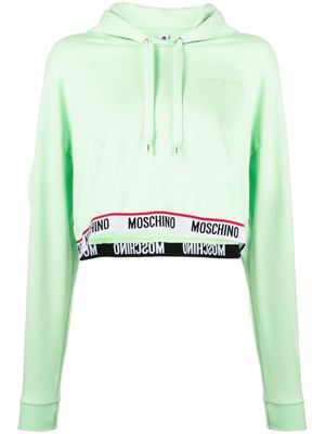 Moschino embossed-logo drawstring hoodie - Green