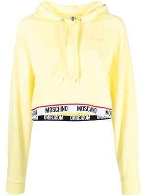Moschino embossed-logo drawstring hoodie - Yellow