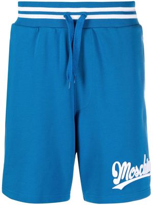 Moschino embossed-logo track shorts - Blue