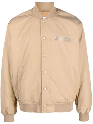 Moschino embroidered-logo bomber jacket - Neutrals