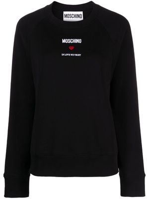 Moschino embroidered-logo cotton sweatshirt - Black
