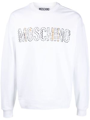 Moschino embroidered-logo cotton sweatshirt - White