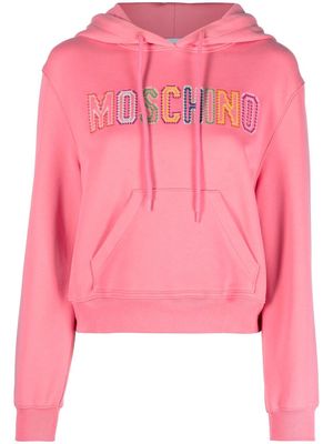 Moschino embroidered-logo hoodie - Pink