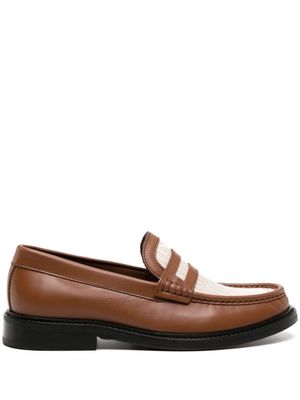 Moschino embroidered-logo leather loafers - Brown