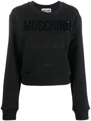 Moschino embroidered-logo long-sleeve sweatshirt - Black