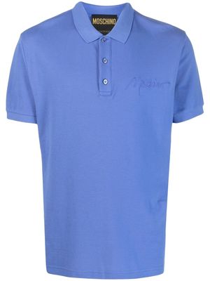 Moschino embroidered-logo polo shirt - Blue