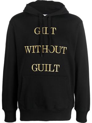 Moschino embroidered-slogan long-sleeve hoodie - Black