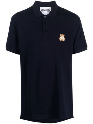Moschino embroidered-teddy detail polo shirt - Blue