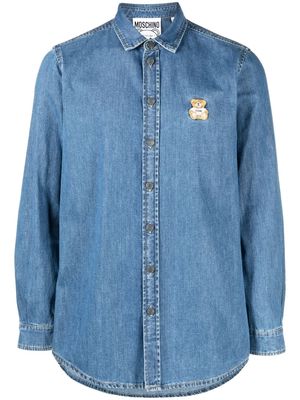 Moschino embroidered-teddy detail shirt - Blue