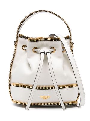 Moschino exposed-zip detail leather bucket bag - Neutrals